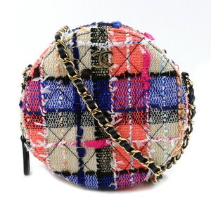 CHANEL Round Classic Chain Shoulder Bag Tweed Multi